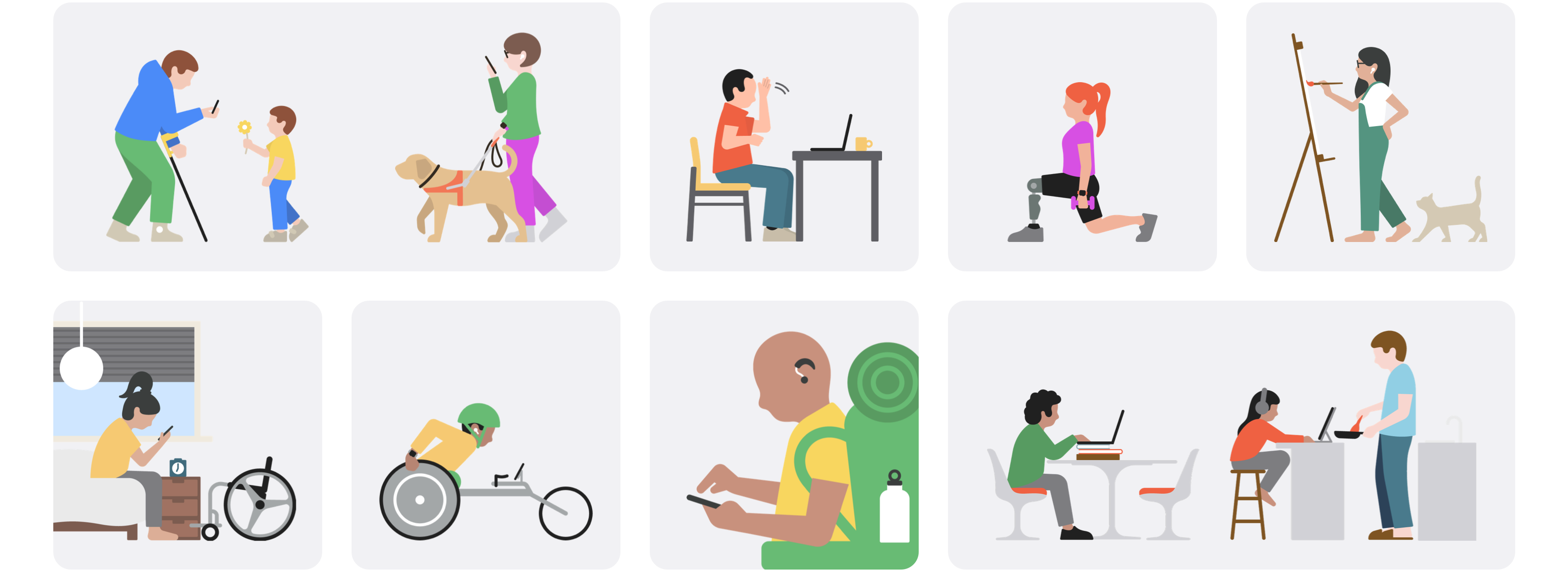 Illustrations de différents handicaps pour la journée de sensibililsation à l'accessibilité